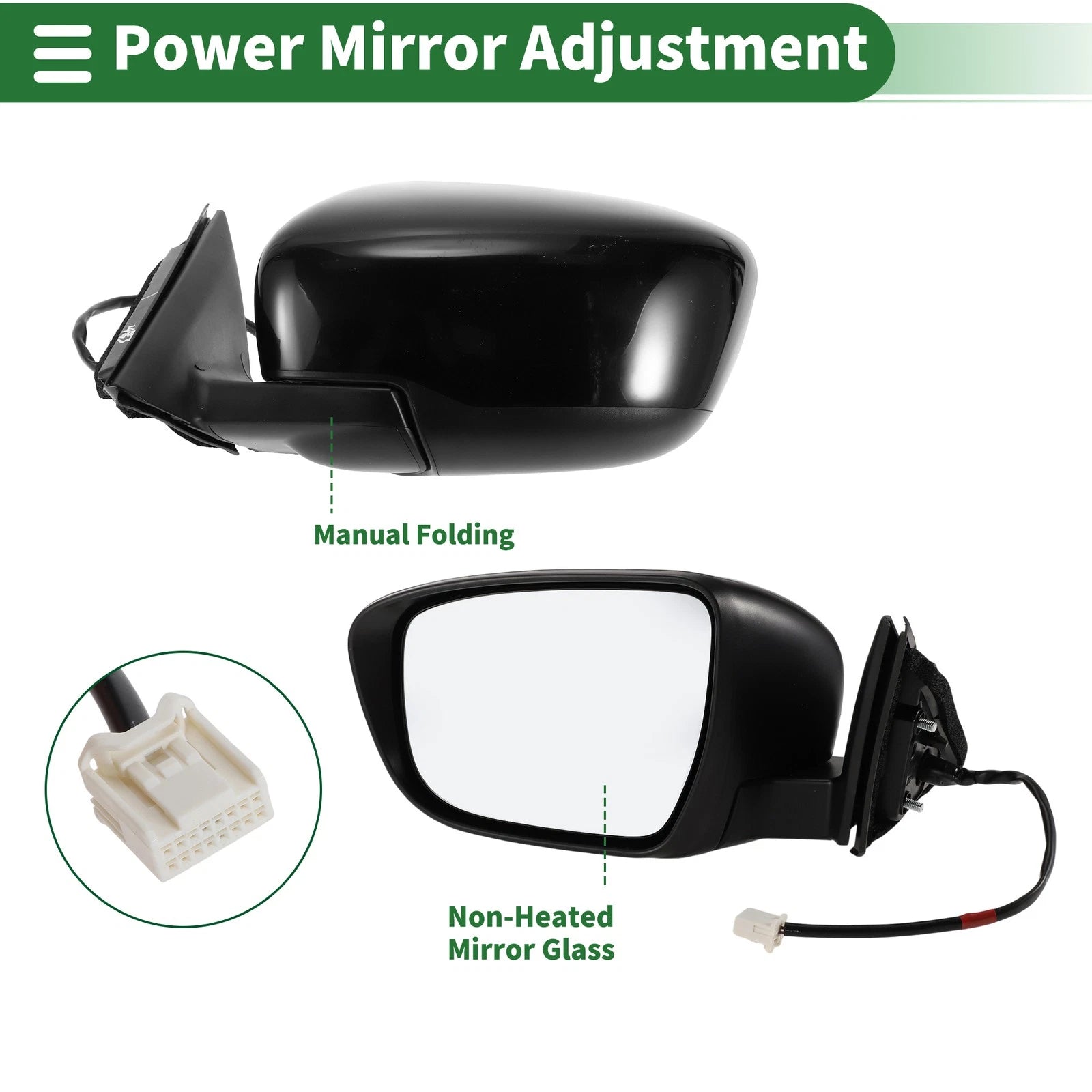 Left Side Door Mirror for Nissan Rogue (2014–2020) Manual Folding Black