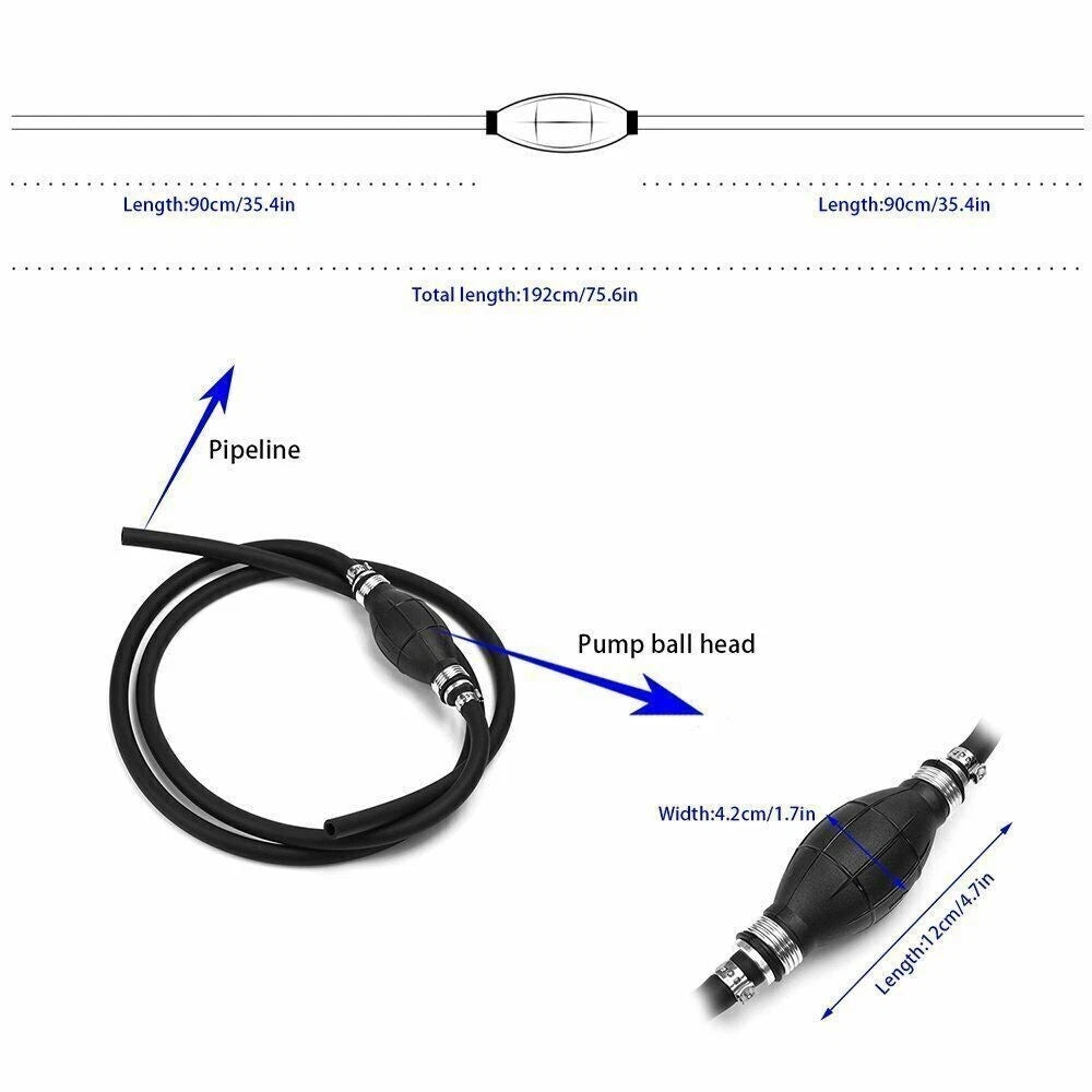 3/8" Marine Outboard Fuel Hose Line Assembly with Primer Bulb