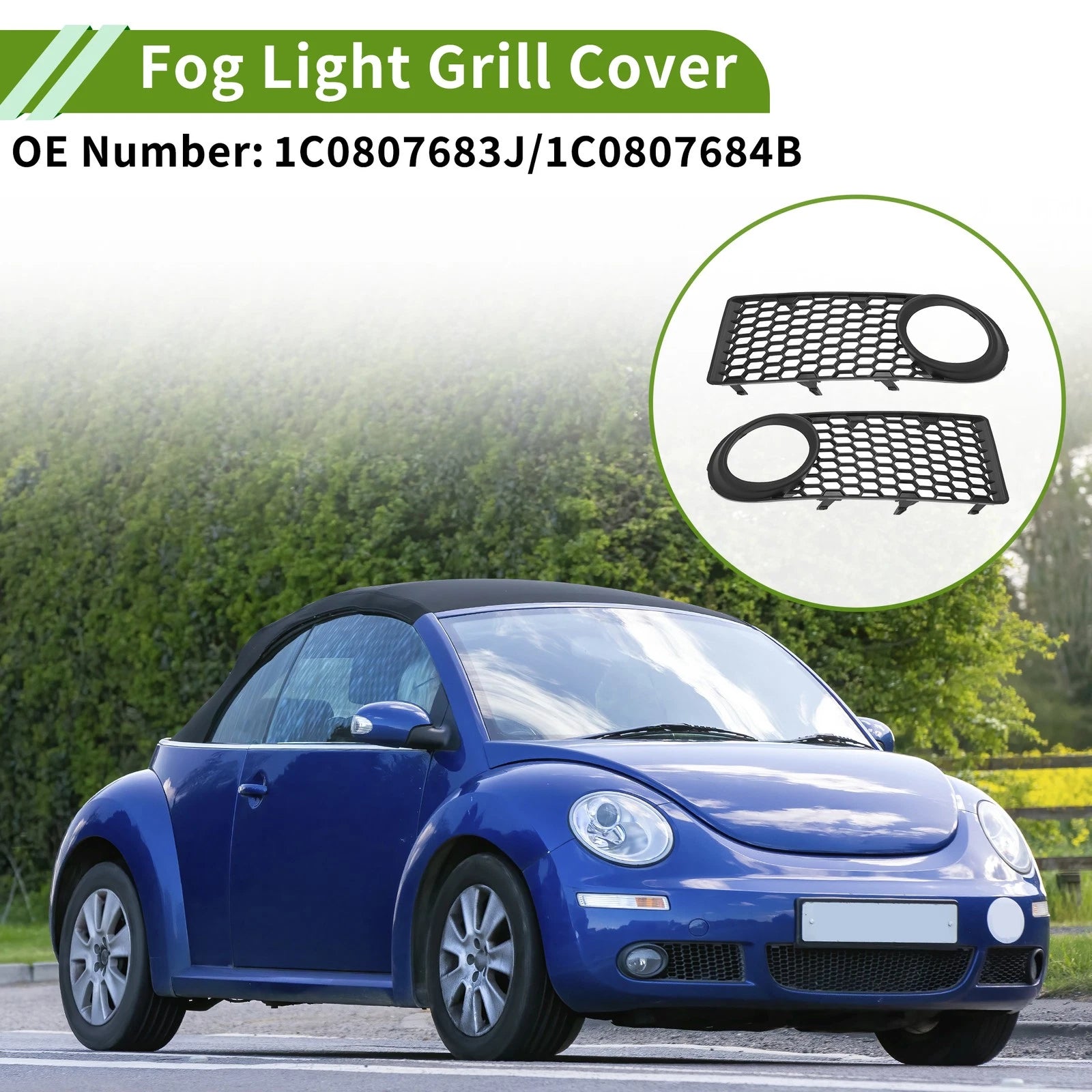 Front Fog Light Grill Pair Replacement for Volkswagen Beetle (2000–2010)