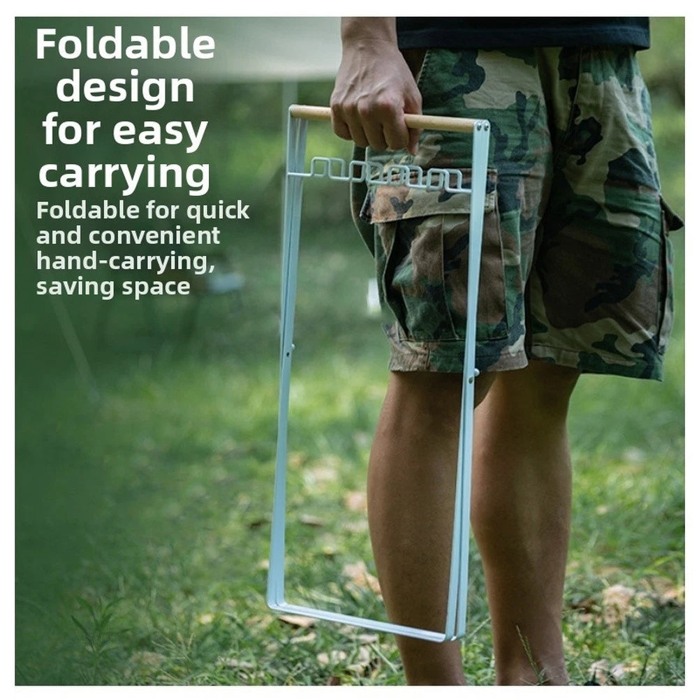 Foldable Camping Trash Rack Metal Holder for Outdoor Use