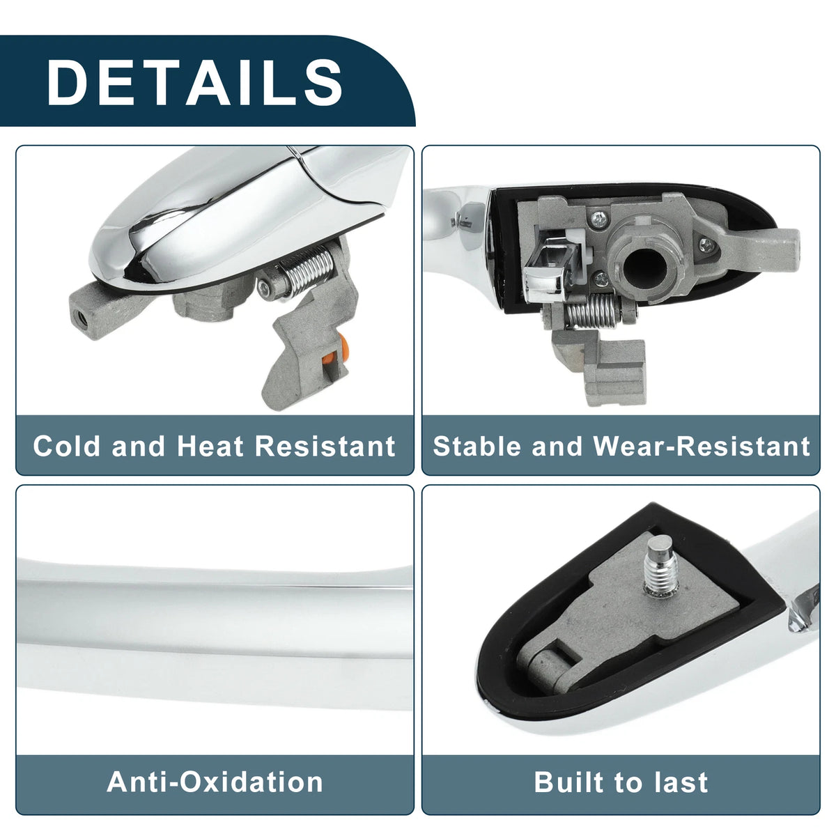Front Left Exterior Door Handle for Fiat 500 (2007–2016) No. 735592026 Silver Tone