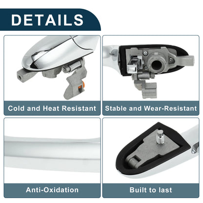 Front Left Exterior Door Handle for Fiat 500 (2007–2016) No. 735592026 Silver Tone
