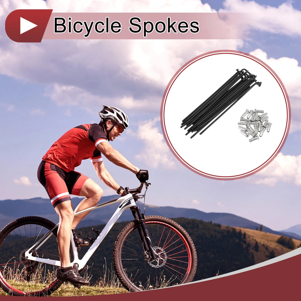 Bicycle Spokes Replacement Set 105mm 304 Stainless Steel for 13G Wheel (Black)