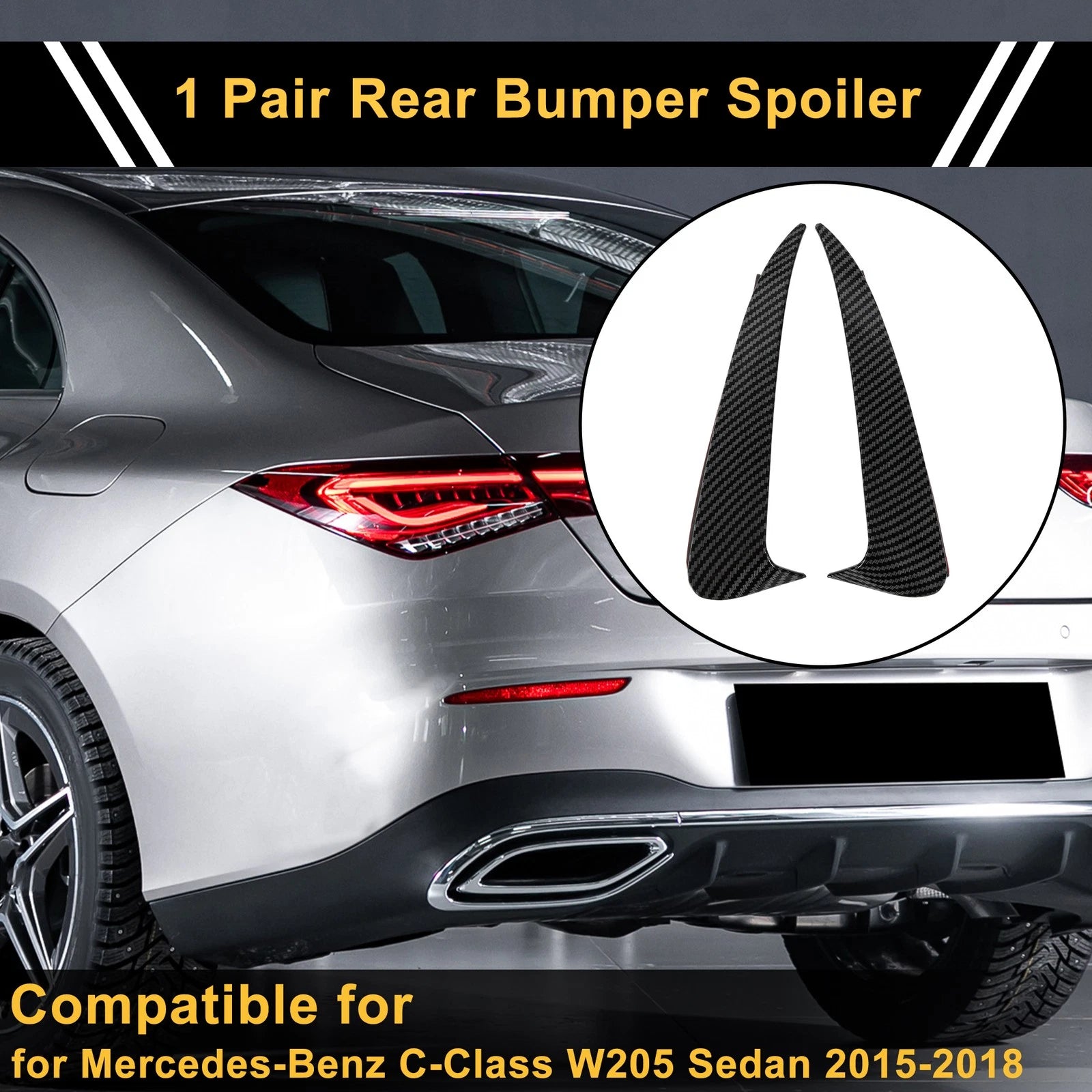 Rear Bumper Spoiler Pair Replacement for Mercedes-Benz C-Class W205 (2015–2018)