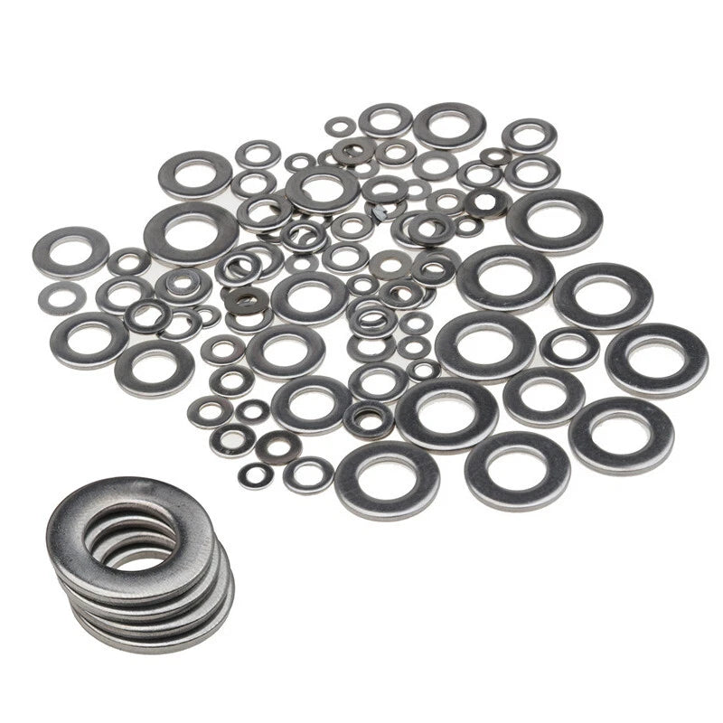 105 Pcs Stainless Steel Flat & Spring Washer Set M3/M4/M5/M6/M8/M10