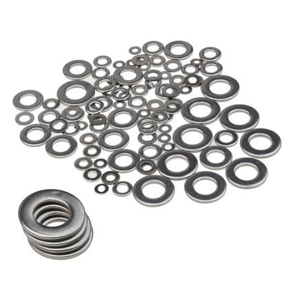 105 Pcs Stainless Steel Flat & Spring Washer Set M3/M4/M5/M6/M8/M10