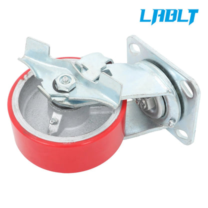 Set of 4 Heavy Duty 5" Universal Casters 360° Swivel with Side Brakes