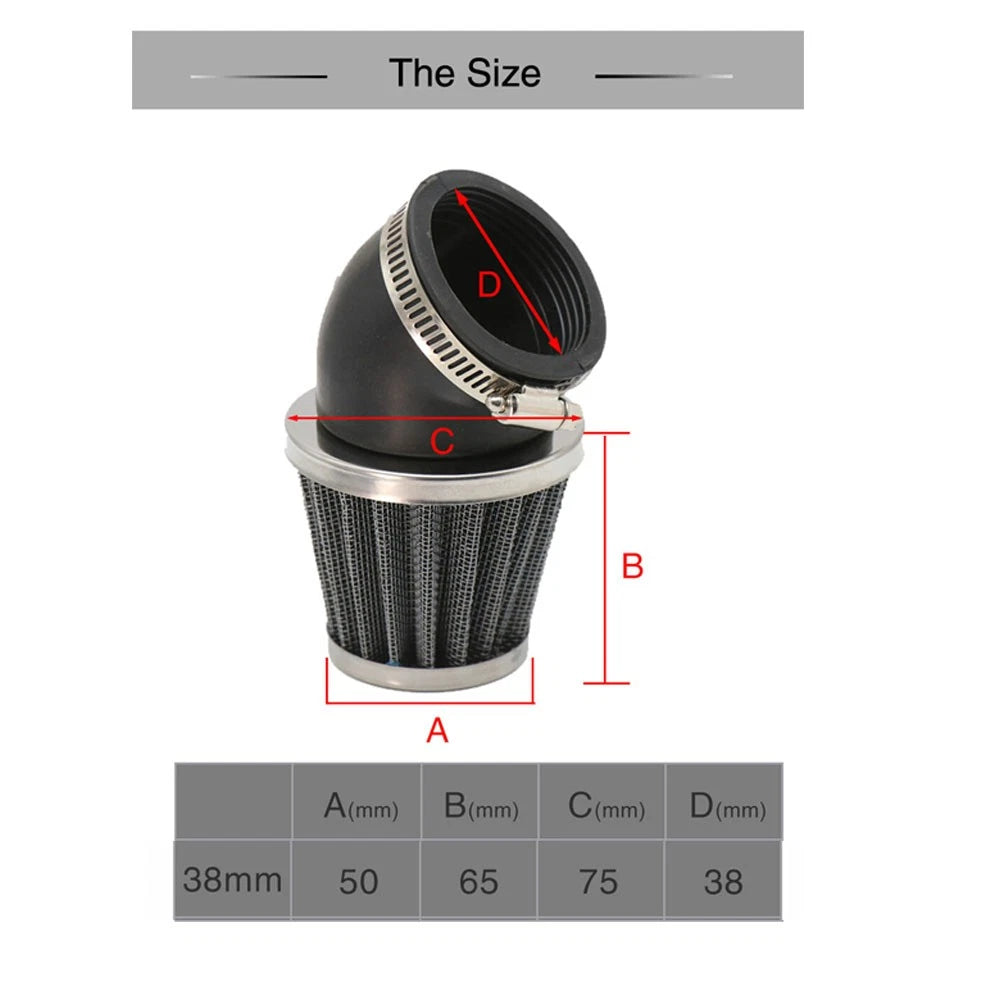 38mm Motorcycle Air Filter Bent Adapter for ATV Dirt Bike (36mm-40mm)