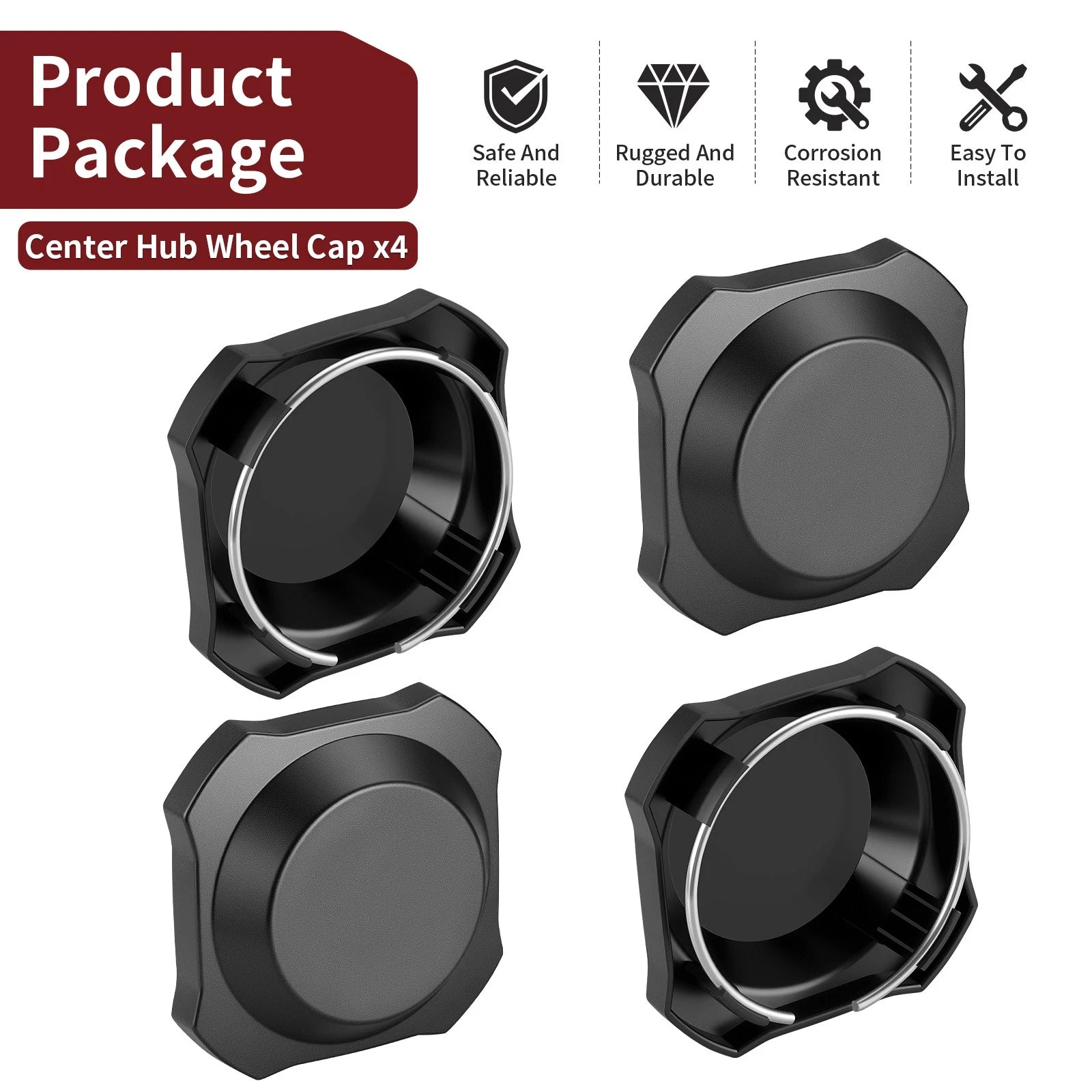Set of 4 Center Hub Wheel Rim Caps for Polaris RZR XP 4 1000 (2024–2025) 1525221-655