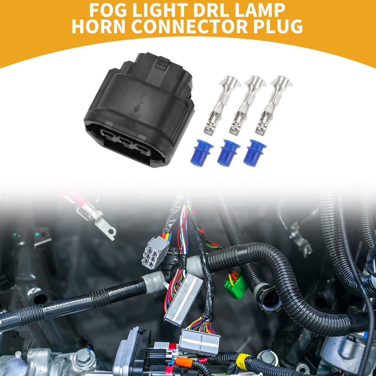 3 Pin Fog Light DRL Lamp Connector Plug for Honda Civic (2016–2019)