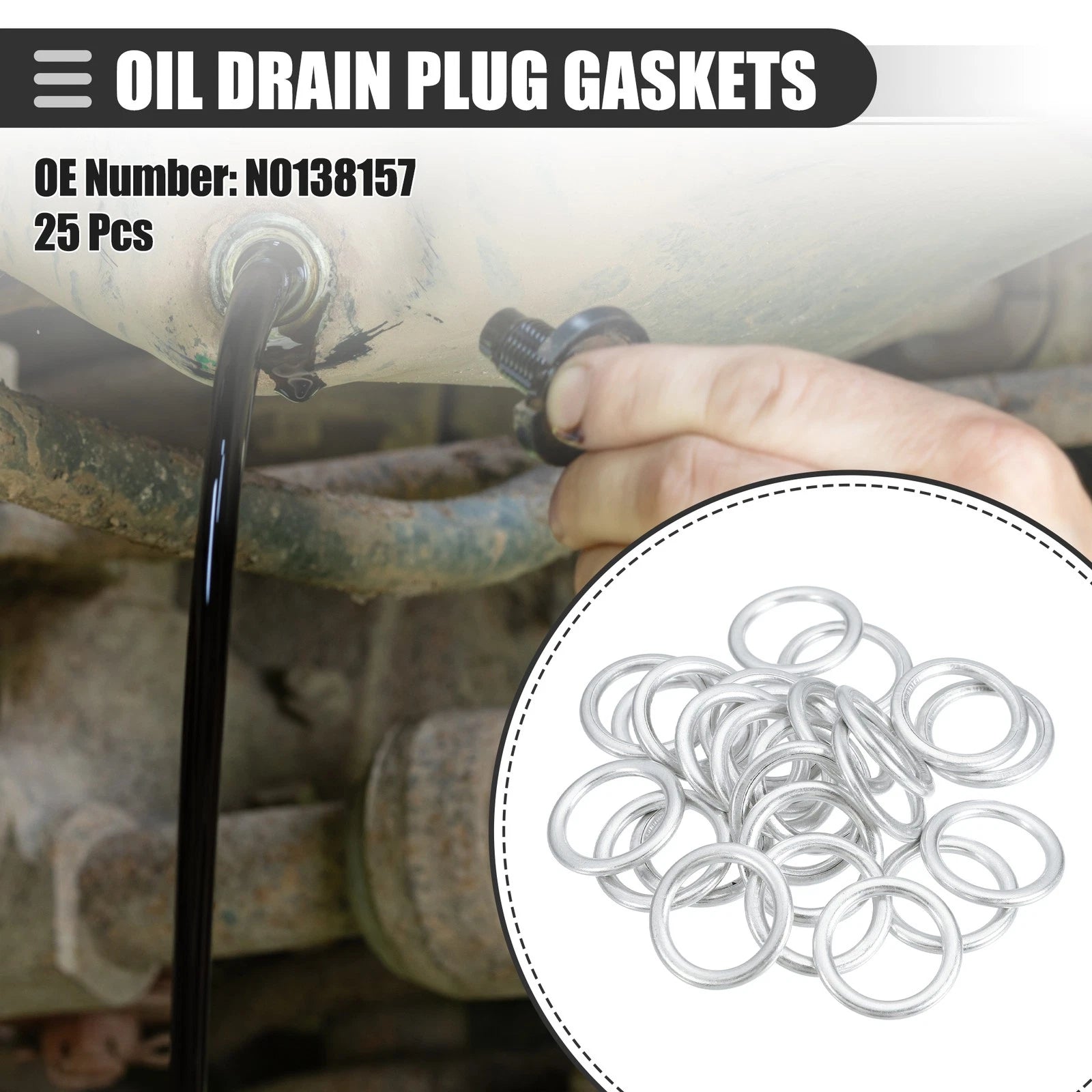Oil Drain Plug Gasket Kit 25 Pcs Replacement for Audi A3 (2009–2013)