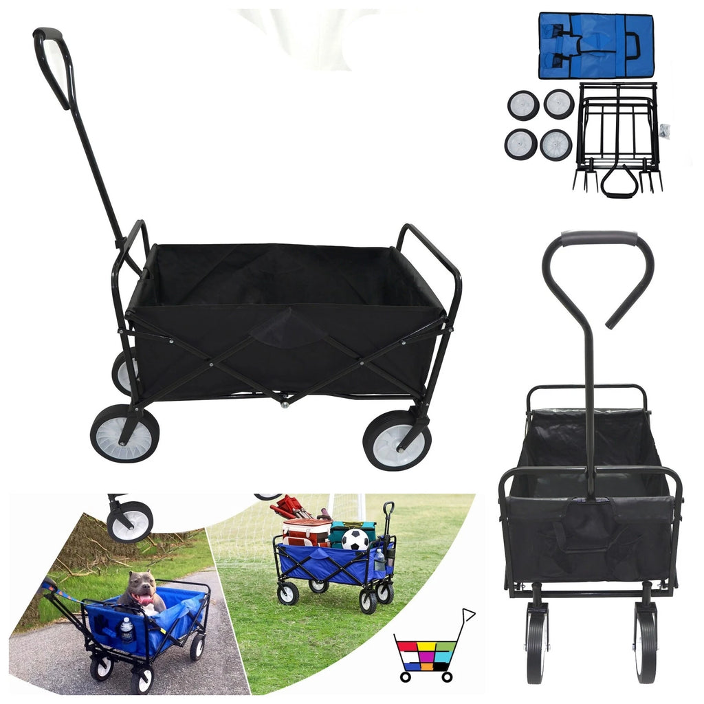 Folding Utility Wagon Cart with Wheels for Outdoor Use