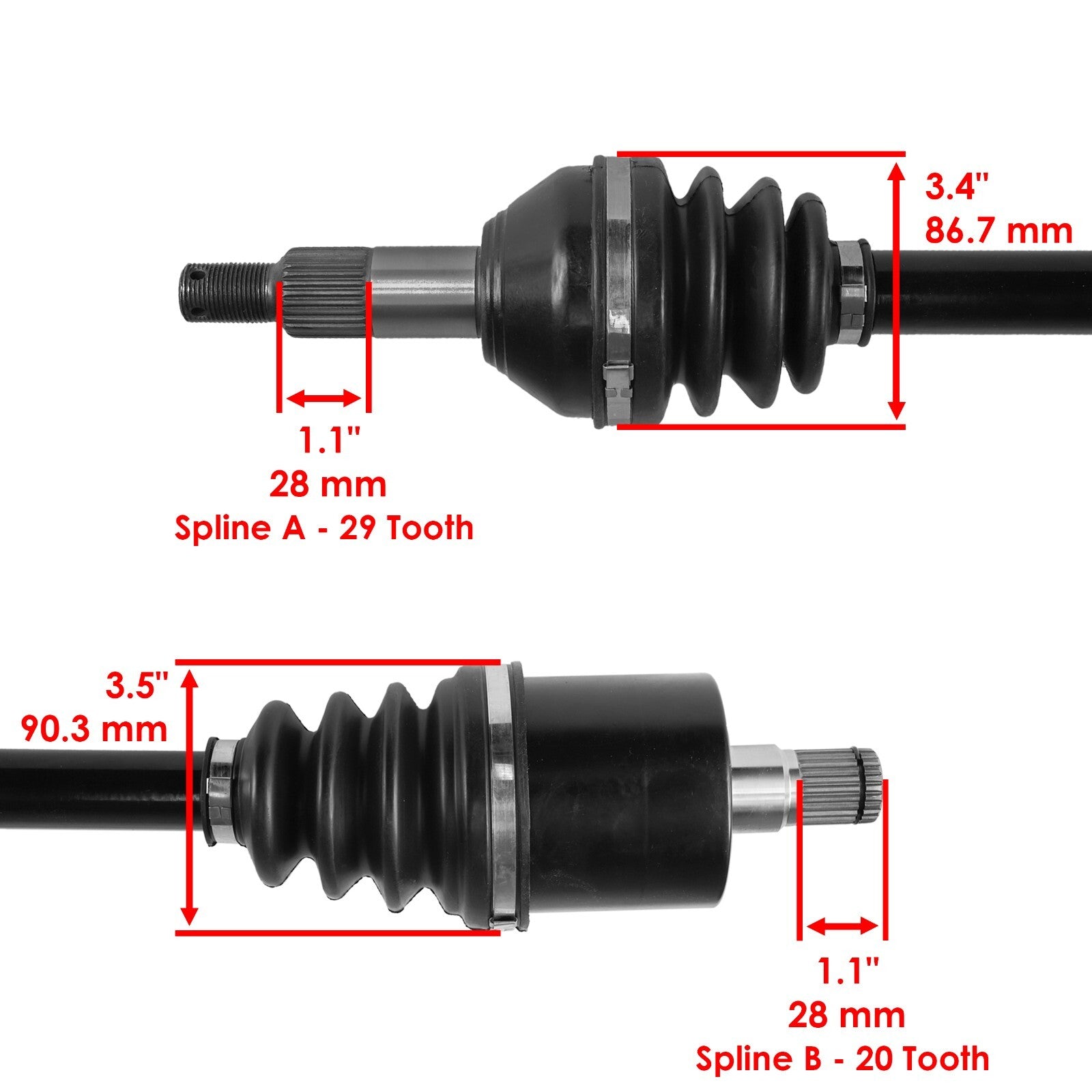 Rear Left Right CV Axle Kit for Can Am Maverick Max 1000R 2016-2017