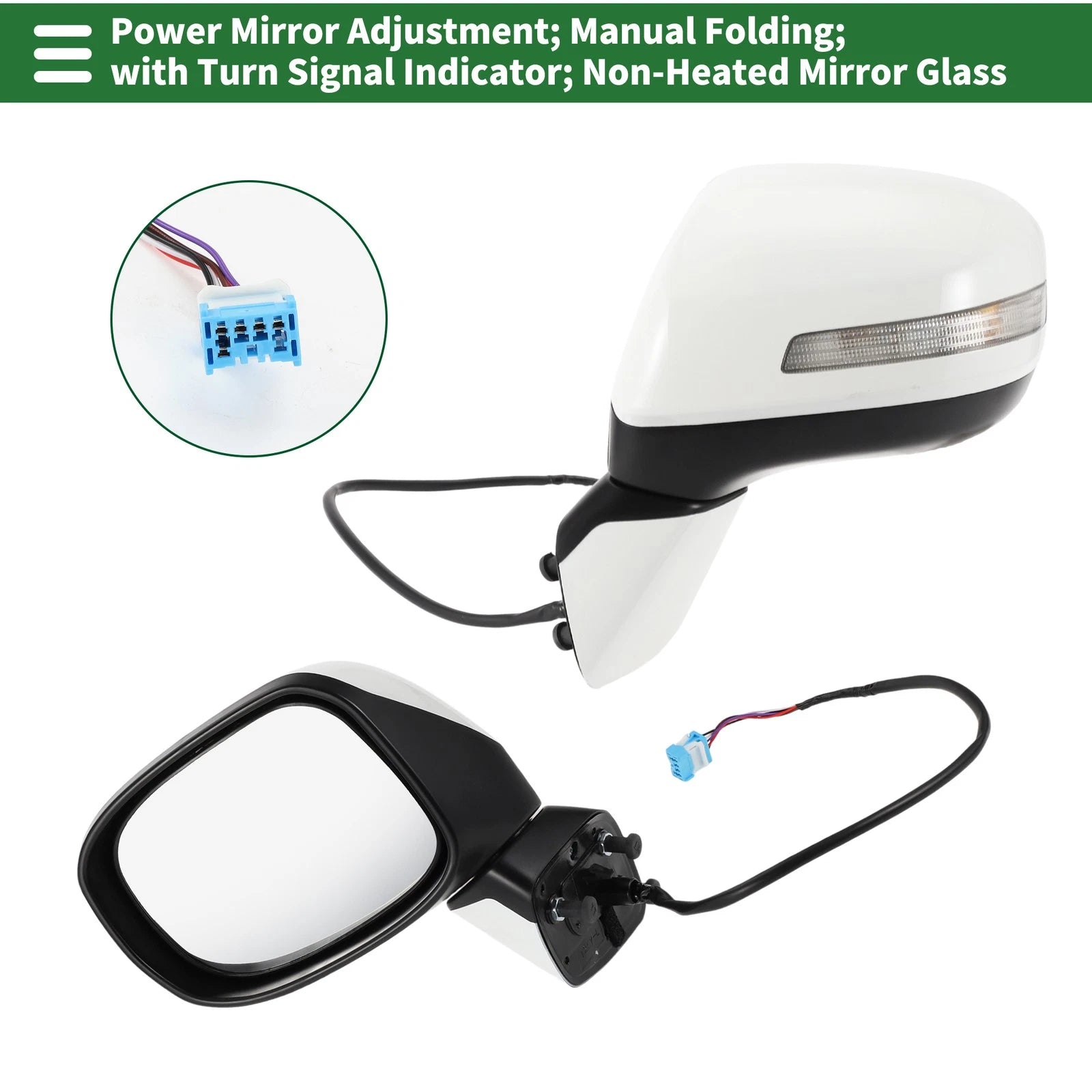 Left Side Door Mirror for Honda Civic (2012–2013) Manual Folding White