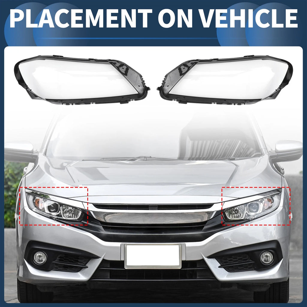 Headlight Lens Cover Pair Front Left Right for Volkswagen Passat B7 (2012–2015)