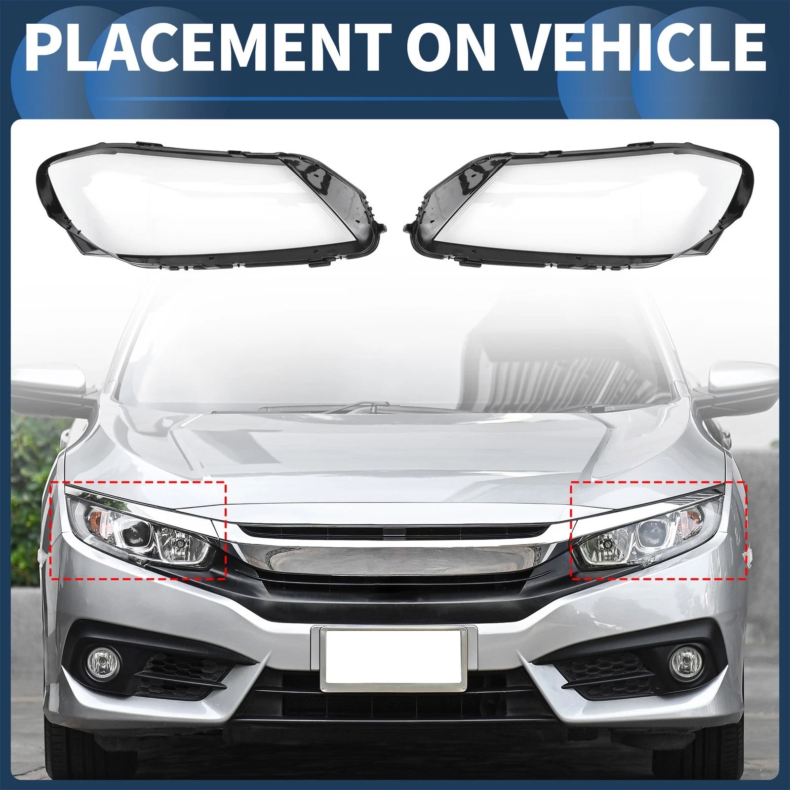 Headlight Lens Cover Pair Front Left Right for Volkswagen Passat B7 (2012–2015)