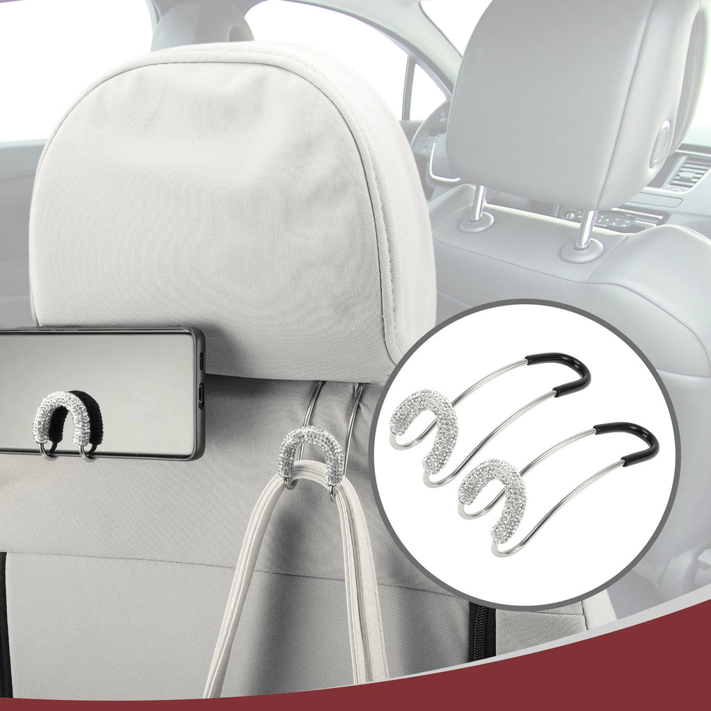 2 Pcs Universal Car Seat Headrest Hook for Purses and Bags (4.33"x1.42")