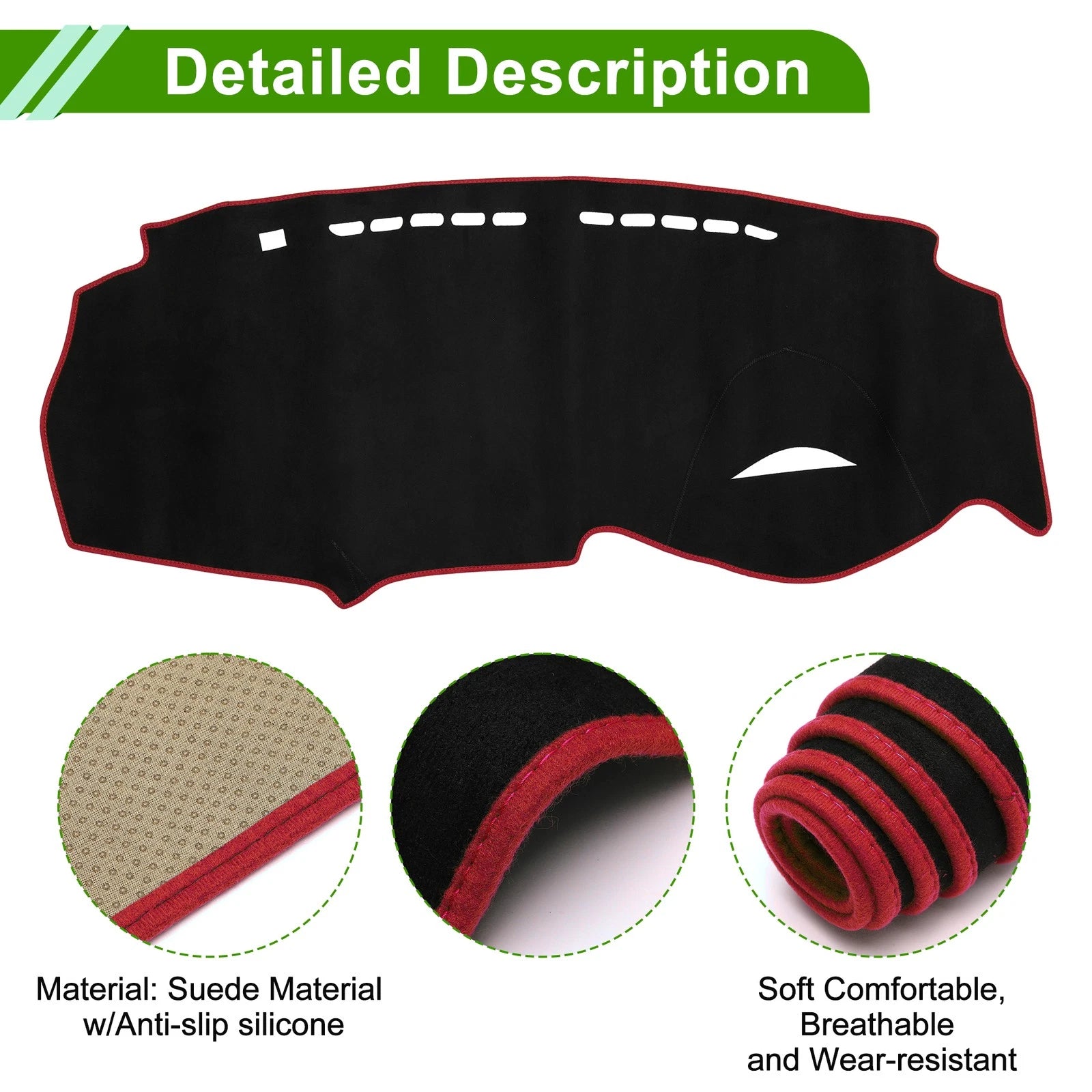 Dashboard Dash Cover Mat for Honda Insight 2009–2014 Sun Protector Black Red