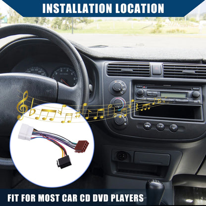 ISO Radio Stereo Harness Adapter Kit for Honda Accord Civic CRV (2005–2021)