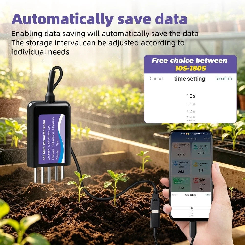 Soil Analyzer for Orchard and Garden Use (NPK, pH, Temp, Humidity)
