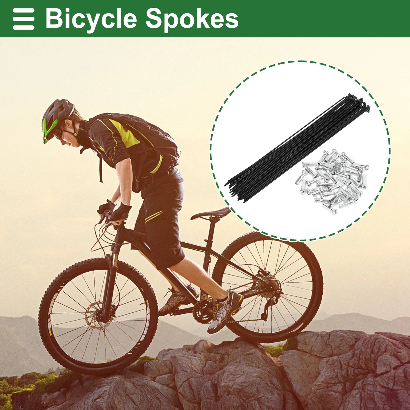 Bicycle Spokes and Nipples Set 14G 255mm Carbon Steel for Universal Use