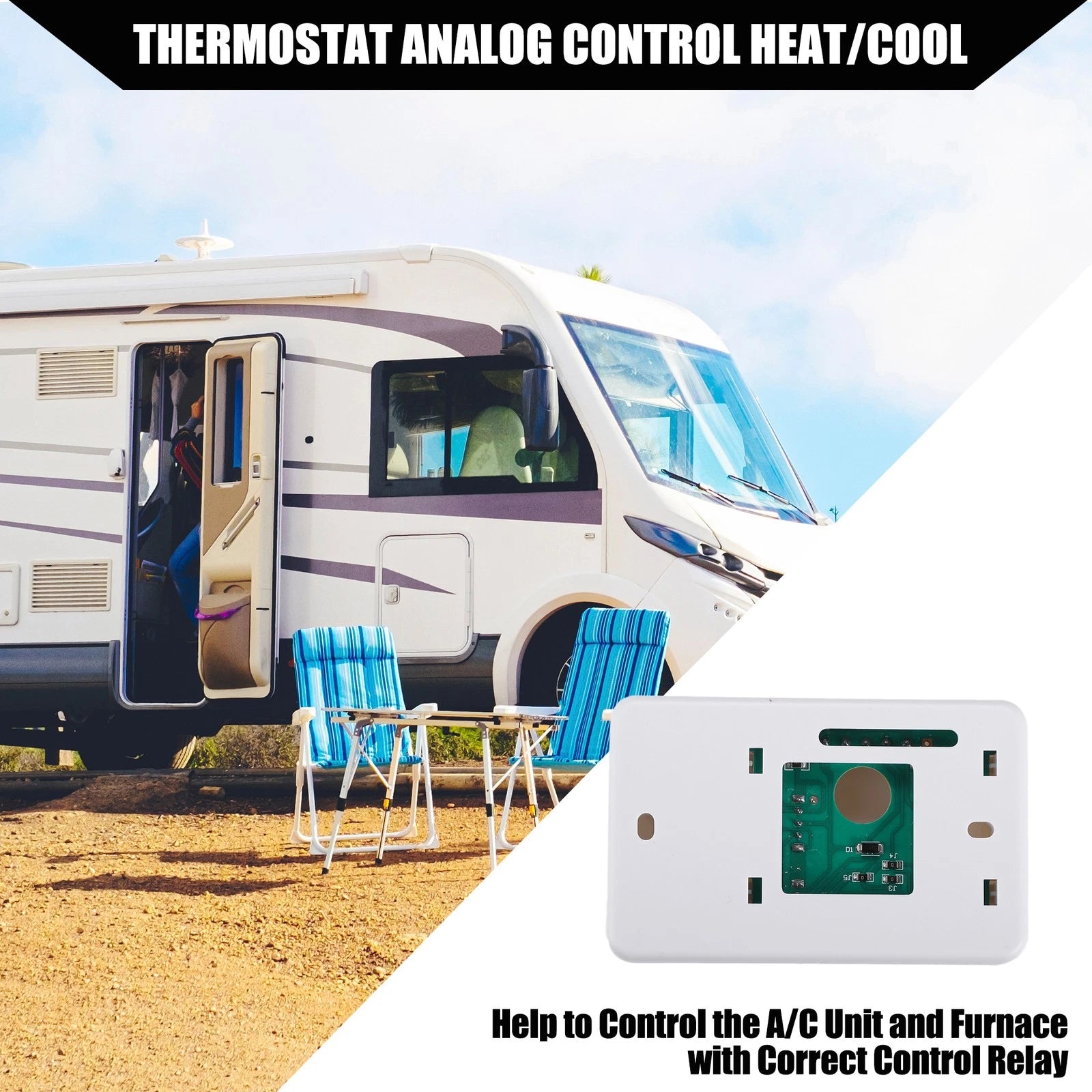 RV Analog Control Thermostat Kit for Campers (40-90°F)