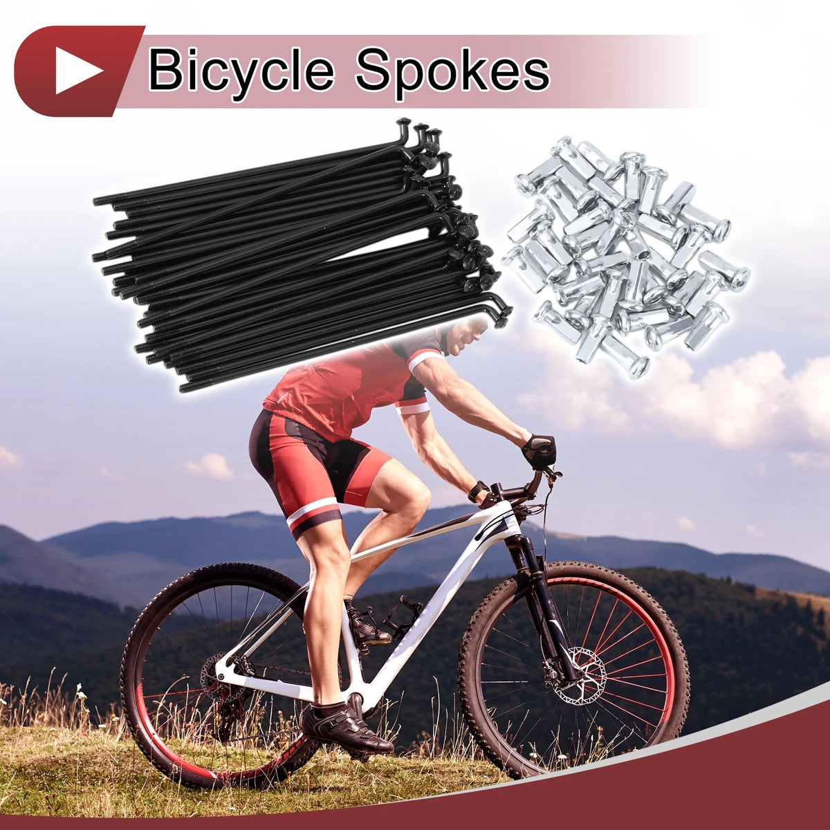 Bicycle Wheel Spokes 101mm Replacement Set for 12G Bike Wheels (45 Steel)