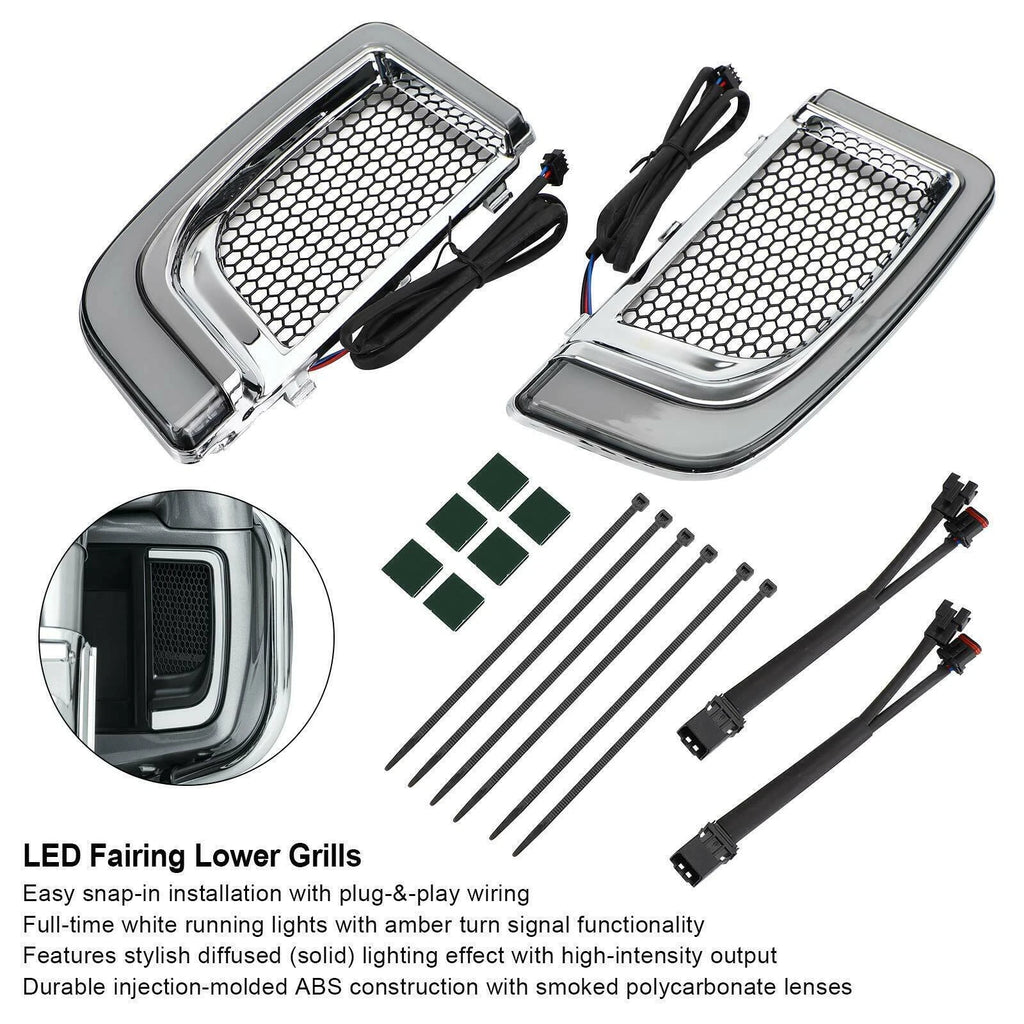 Tracer LED Lower Fairing Grills Lights for Electra Glide FLH/T (2014–2023)