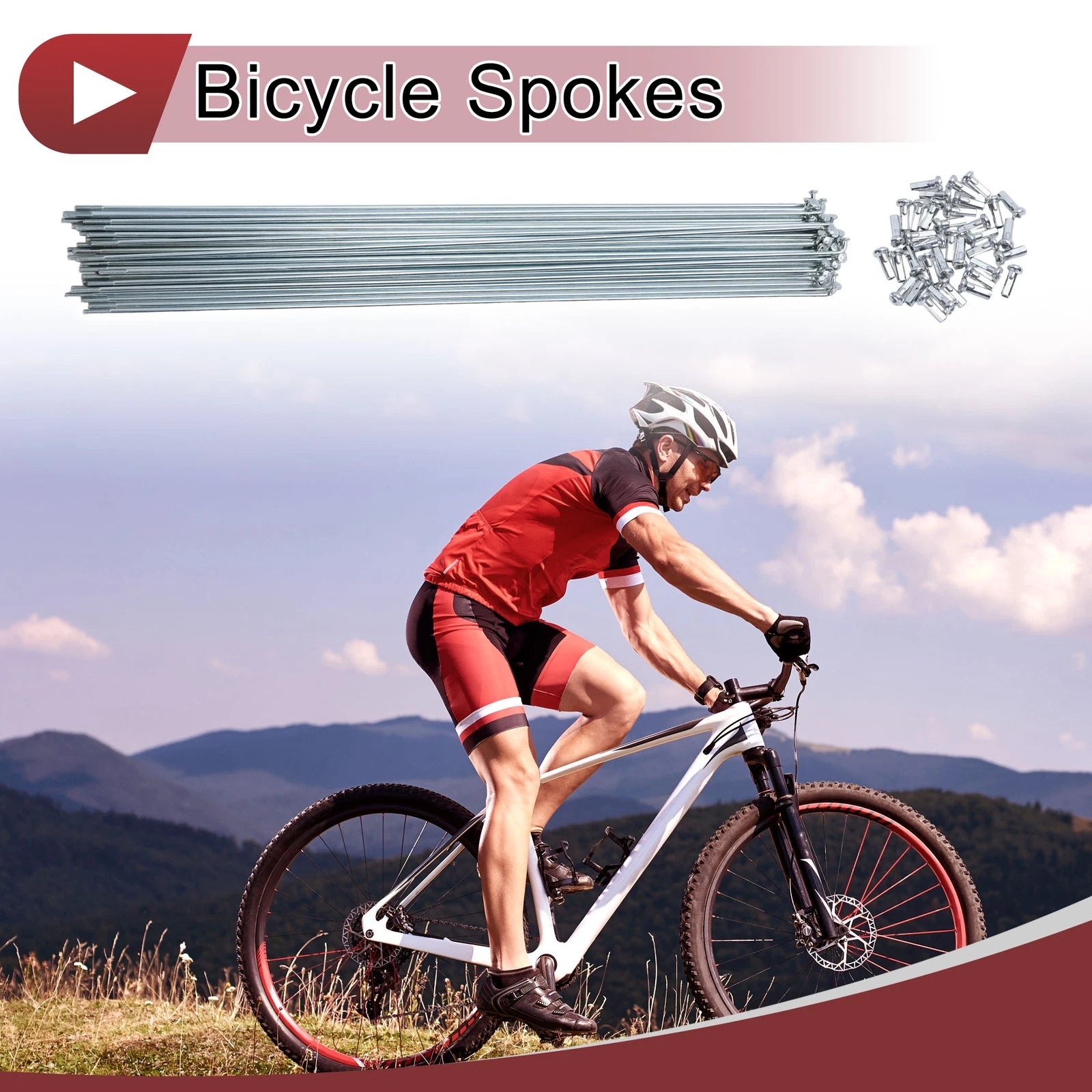Bicycle Spoke Set 289mm Galvanized Steel for 14G 45 Spokes