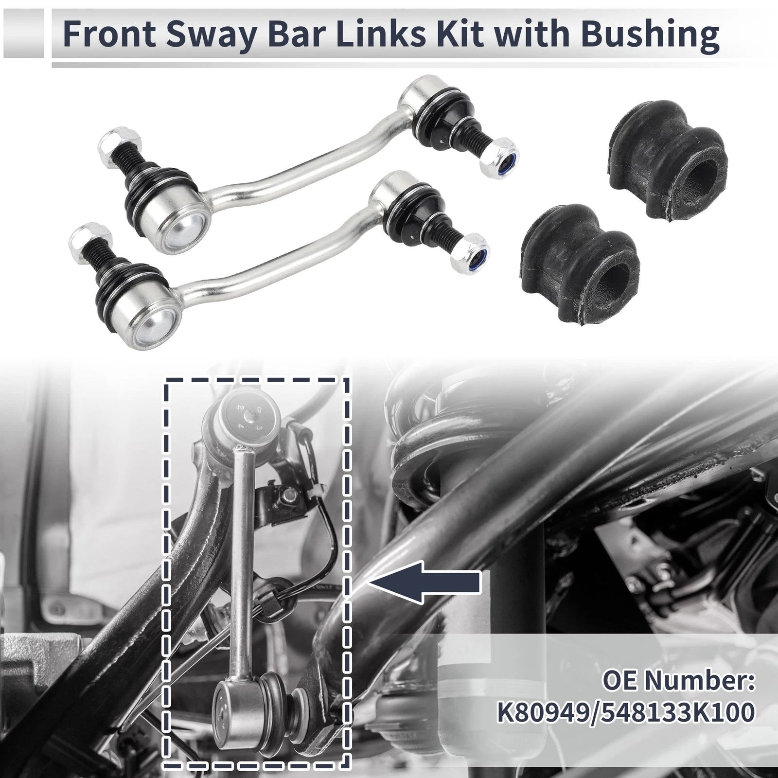 Front Stabilizer Bar Links with Bushing for Hyundai Sonata (2009–2010)