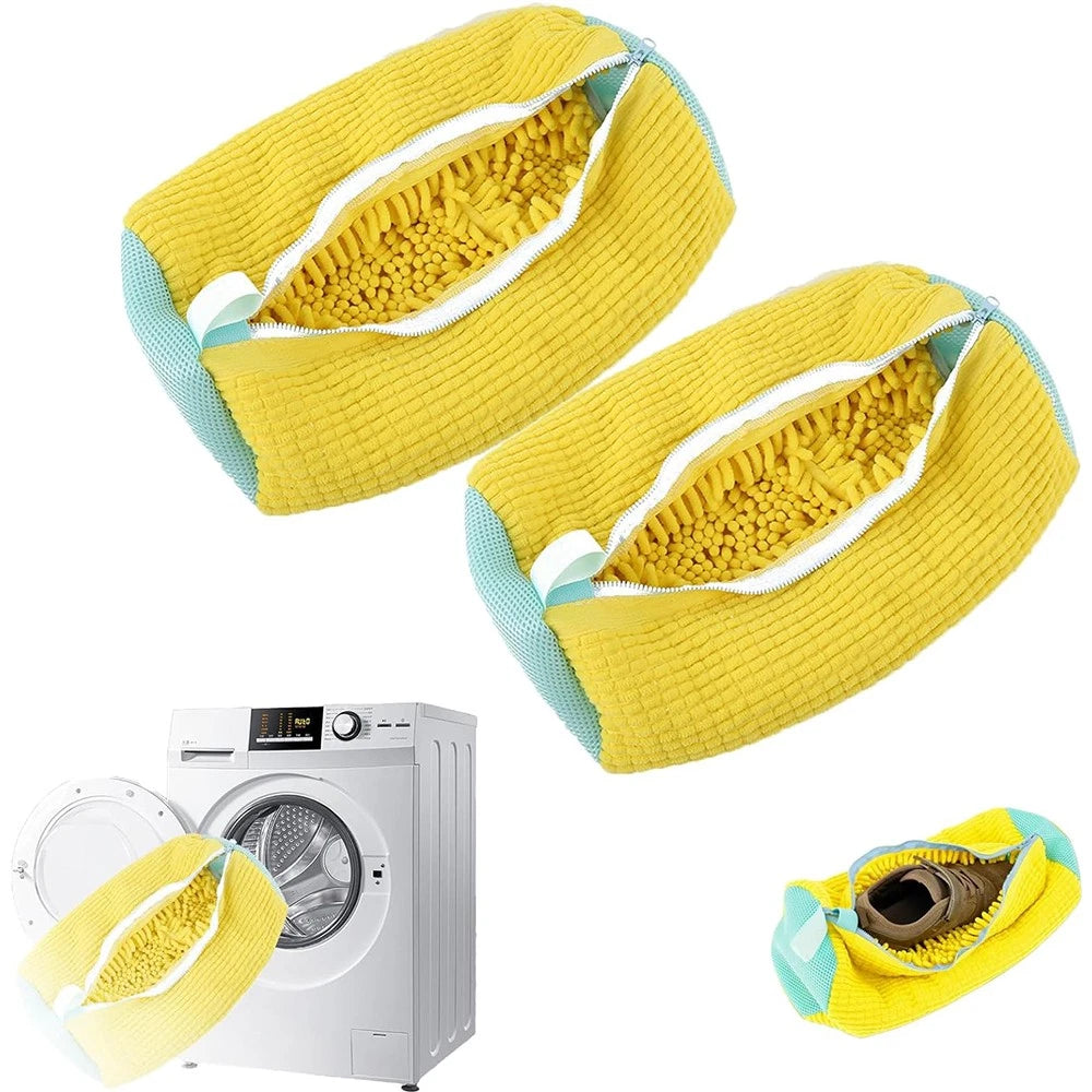 2X Reusable Shoe Washing Bags for All Shoe Types (Yellow)