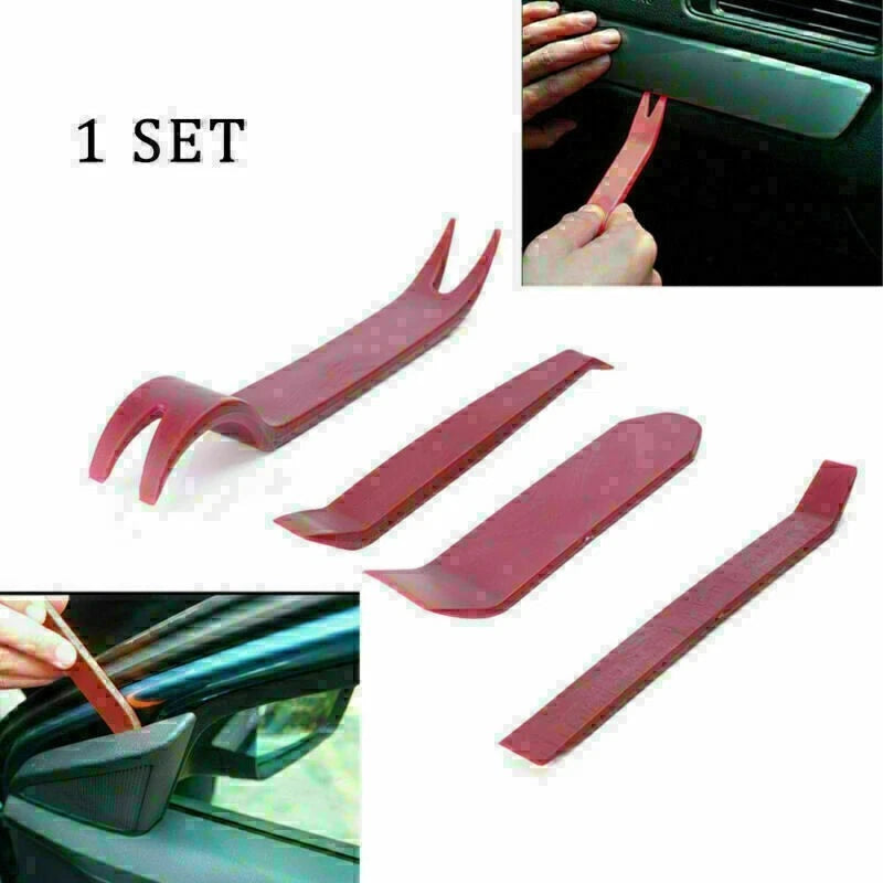 Set of 4 Universal Car Dash Moulding Trim Pry Tools - Red