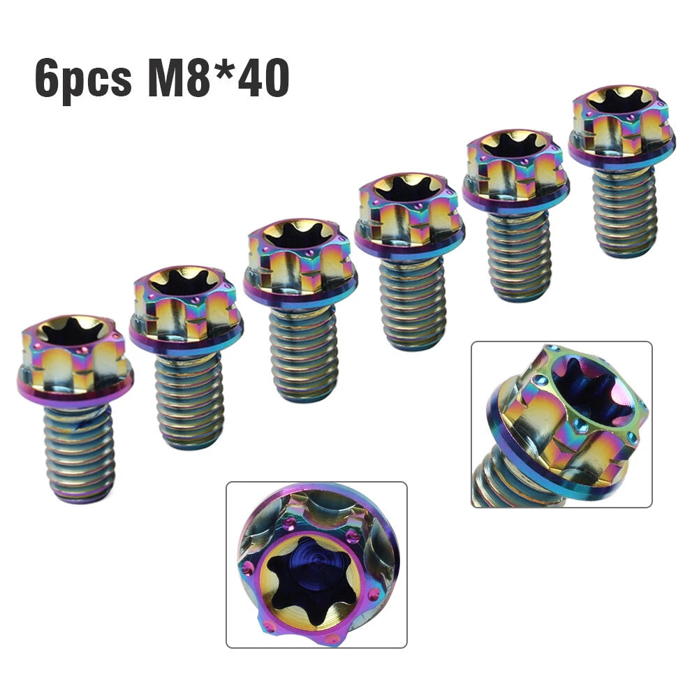Set of 6 Titanium Torx Head Flange Bolts M8x40mm for Motorcycle