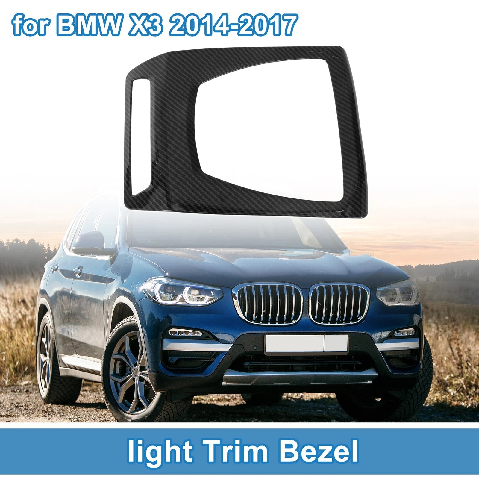 Front Headlight Trim Bezel for BMW X3 (2014–2017) Carbon Fiber Black