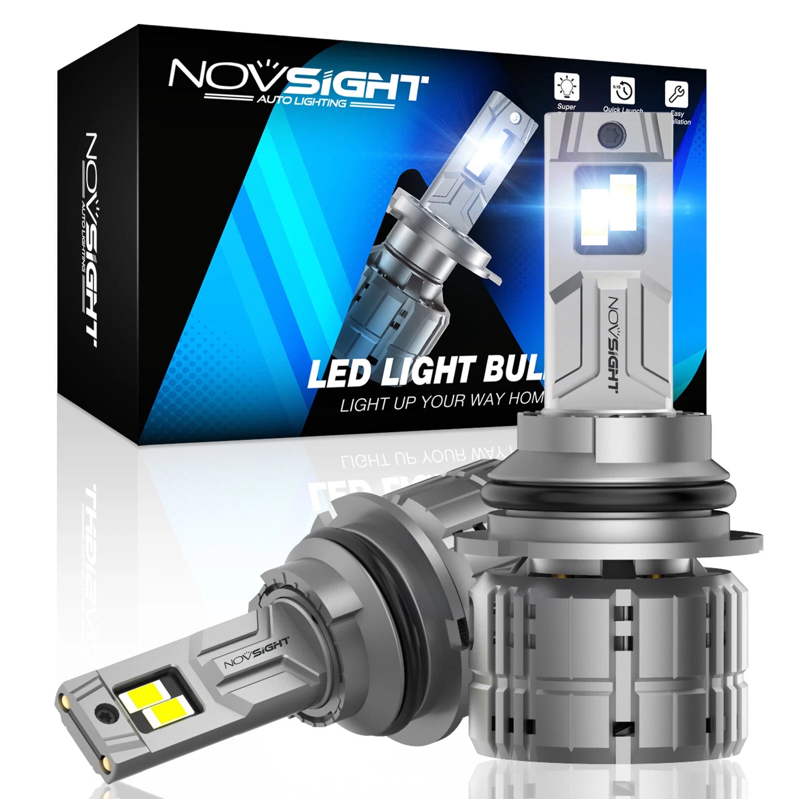 2X H4 LED Headlight Bulbs for NOVSIGHT Conversion Kit (6500K)