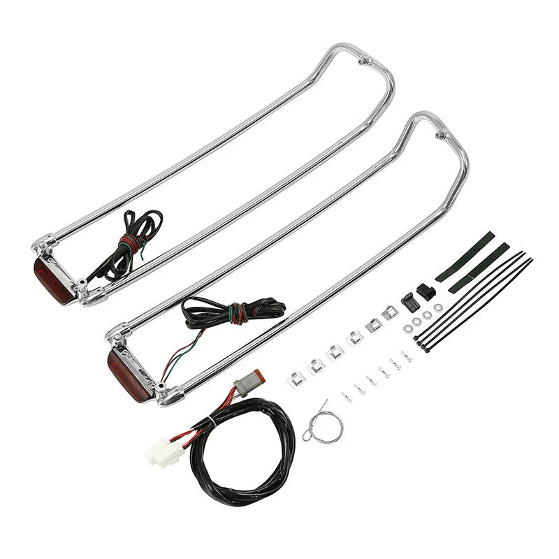 Chrome Saddlebag Lid Top Rails with LED Light for Harley Electra Glide (1994–2013)