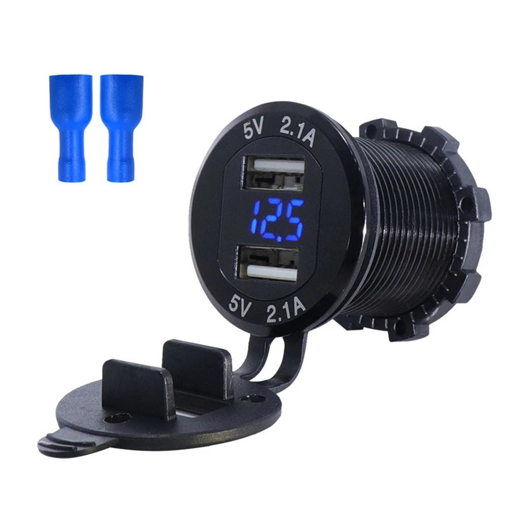 Car Cigarette Lighter Socket Dual USB Phone Charger Adapter For Motorcycle Boat