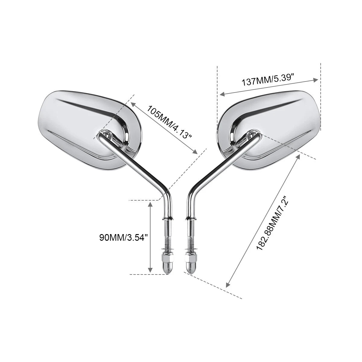 Chrome Rear View Mirrors for Harley Davidson Touring Road King Electra Glide