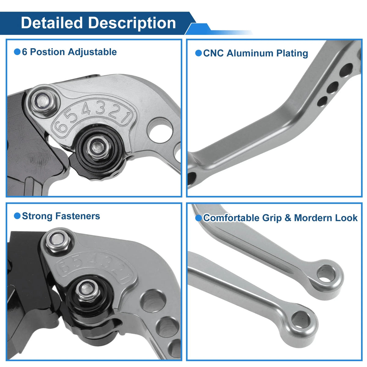 Adjustable Short Brake Clutch Levers for Kawasaki ZX10R (2004–2005) Titanium Tone