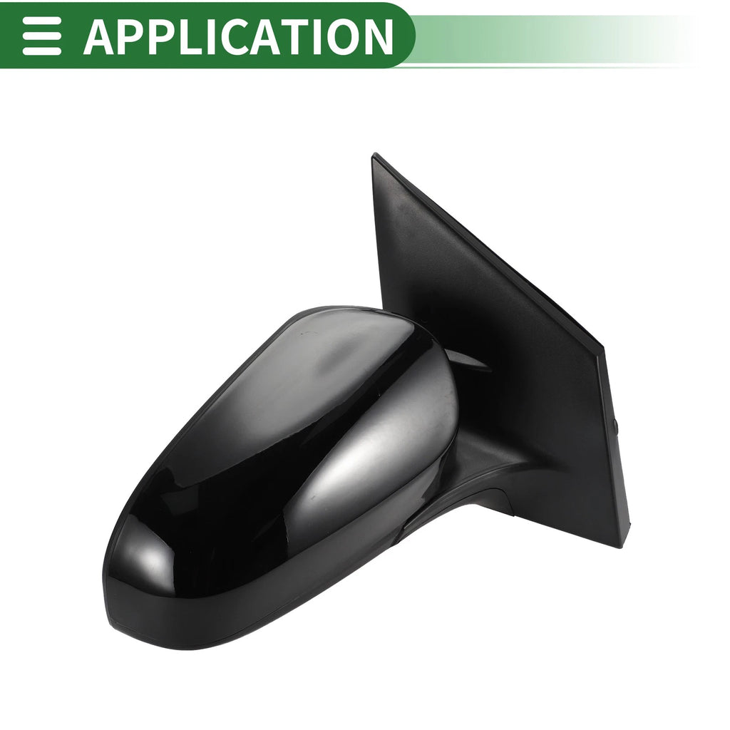 Right Door Mirror Replacement for Toyota Corolla Manual Folding Gloss Black (2002–2016)