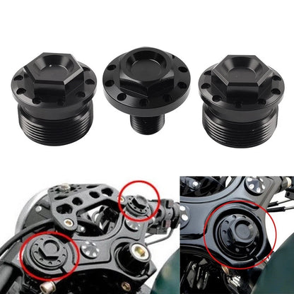 Front CNC Fork Tube Cap Bolt W/ Steering Stem Bolt For Harley FXR FXD XL883