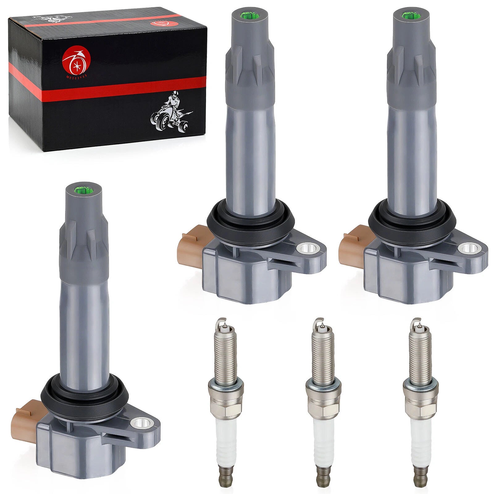 3 Pack Ignition Coil & Spark Plug for Can-Am Maverick X3 Turbo R (2017–2021)