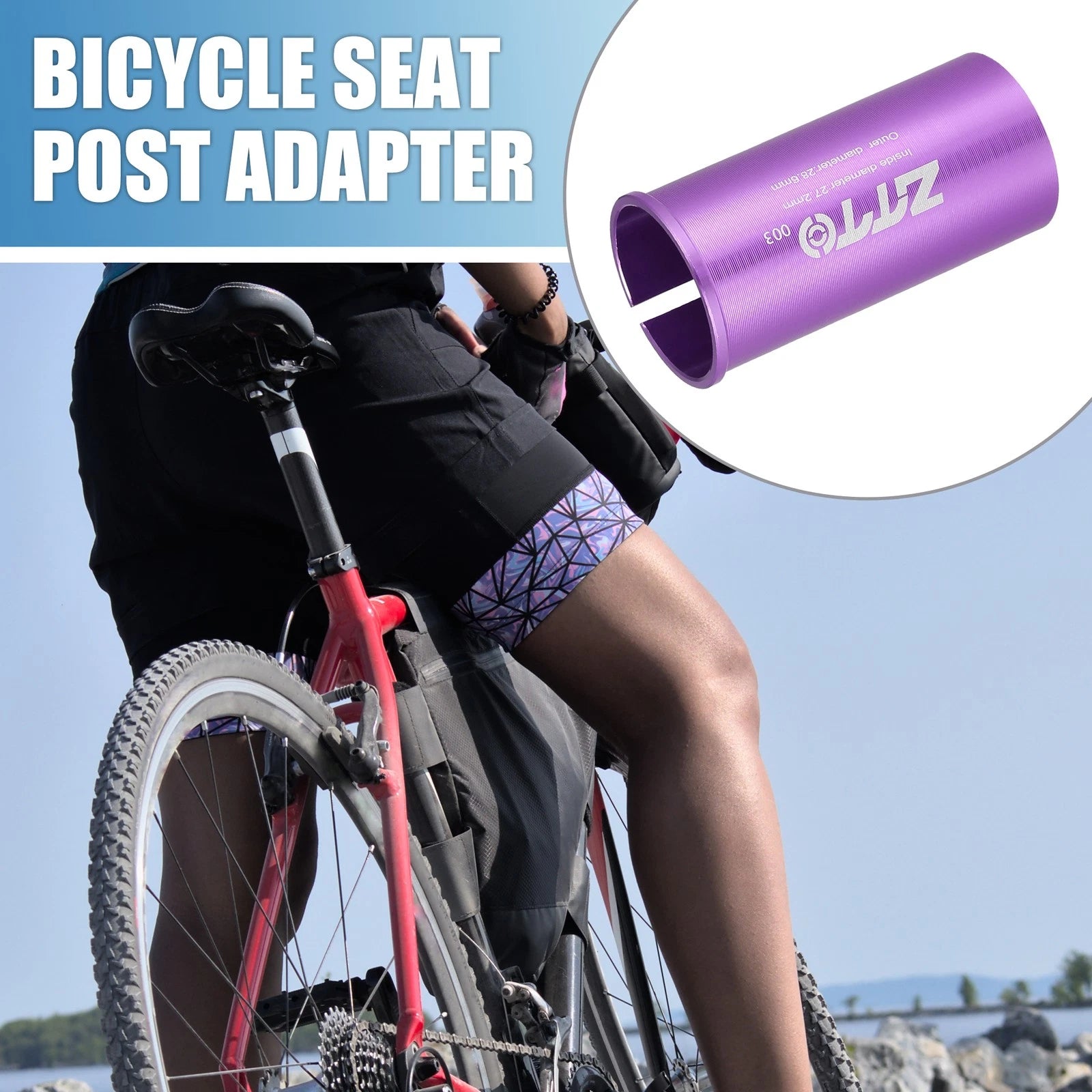 Seat Post Adapter Durable Purple 27.2mm ID 28.6mm OD for Bicycle (—)