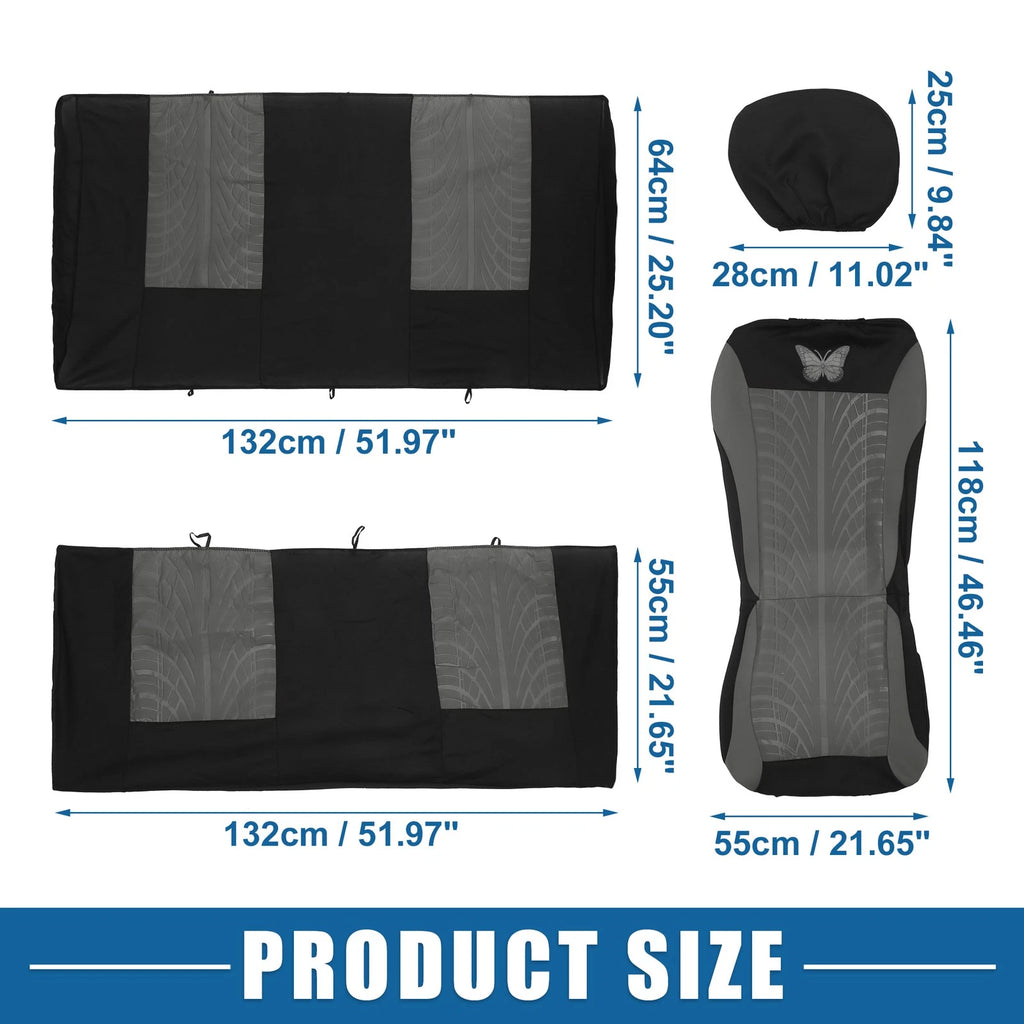 9 Piece Car Seat Covers Kit for Universal SUV - Butterfly Pattern Gray