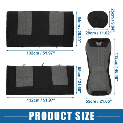 9 Piece Car Seat Covers Kit for Universal SUV - Butterfly Pattern Gray