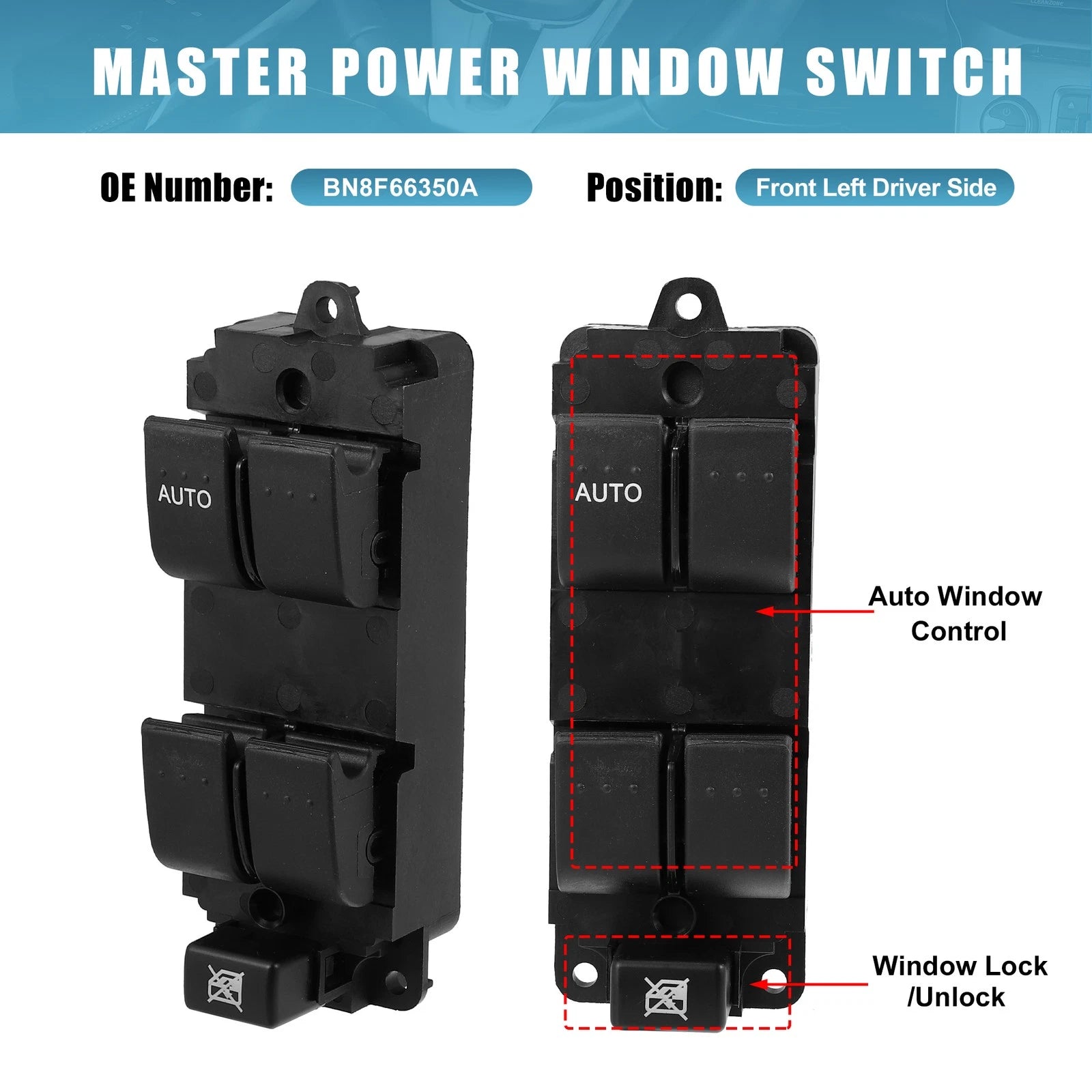 Power Window Switch Driver Side Replacement for Mazda 3 (2004–2009)