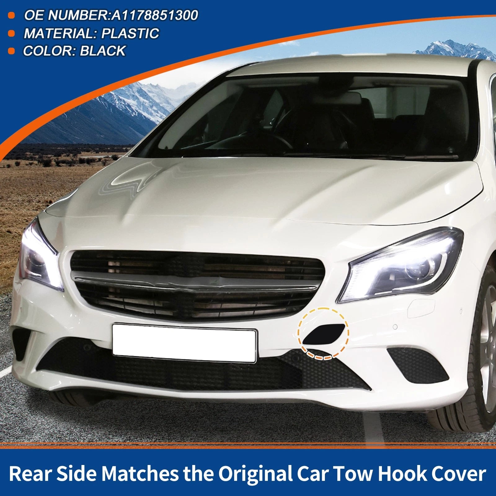 Tow Hook Cover Front Bumper Replacement for Mercedes-Benz CLA W117 (2014–2019)