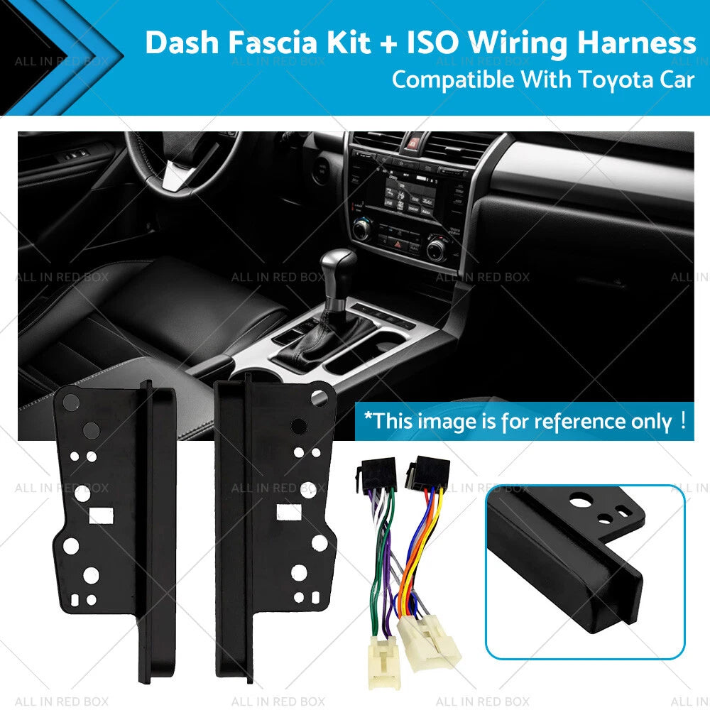 Double Din Dash Facia Kit + ISO Wiring Harness for Toyota