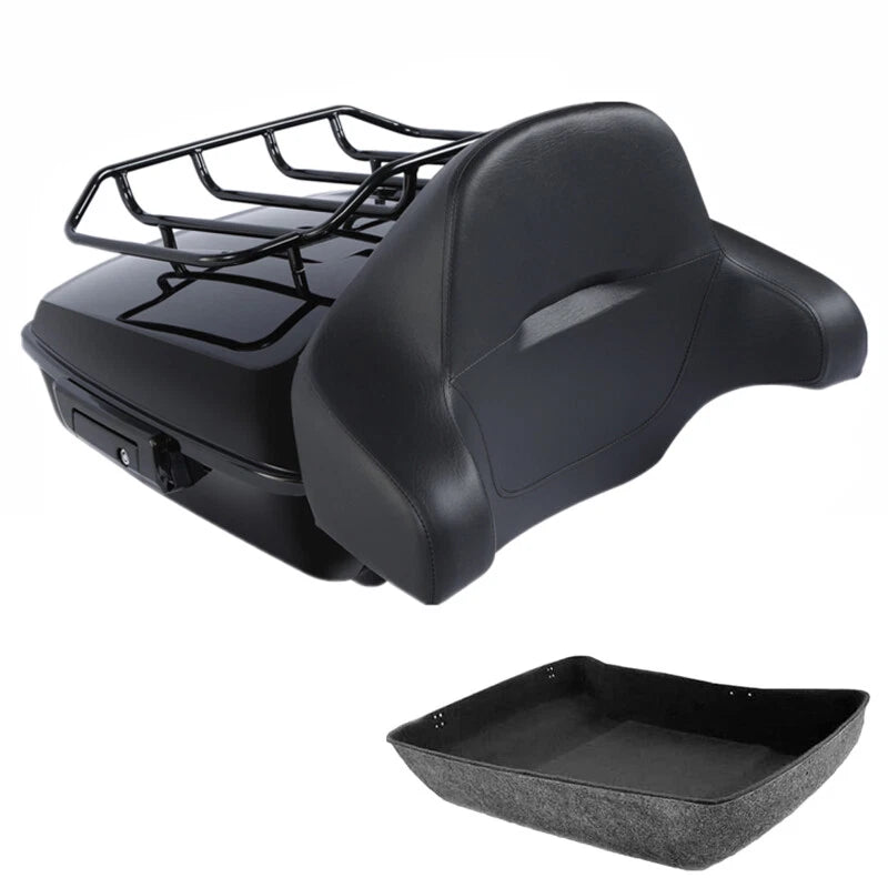 Black Chopped Trunk Backrest Rack for Harley Touring Electra Glide (2014–2026)