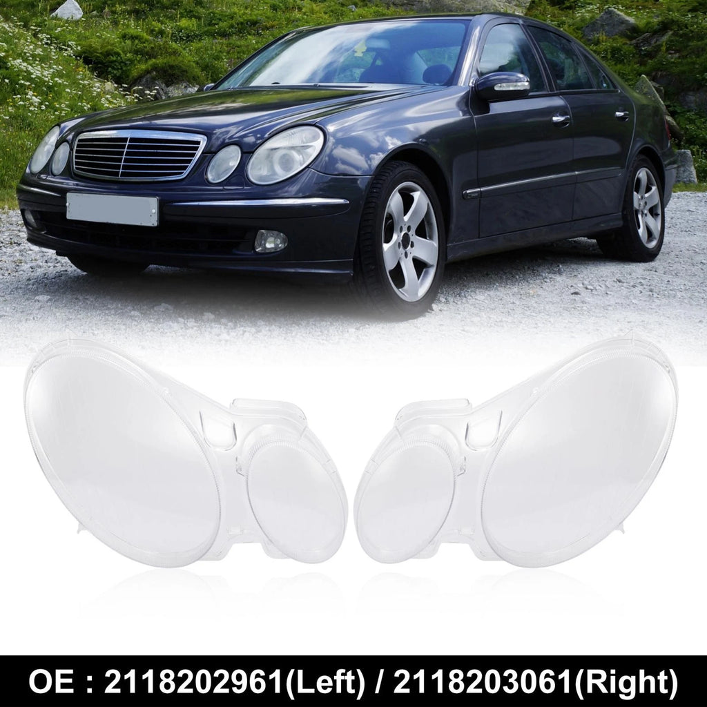 Headlight Lens Cover Shell Front Pair Replacement for Mercedes-Benz W211 (2002–2008)